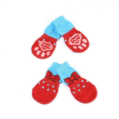 4pcs Warm Puppy Dog Socks Soft Pet Knits Socks