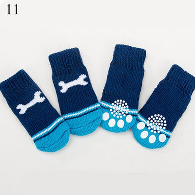 4pcs Warm Puppy Dog Socks Soft Pet Knits Socks