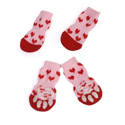 4pcs Warm Puppy Dog Socks Soft Pet Knits Socks