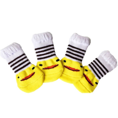 4pcs Warm Puppy Dog Socks Soft Pet Knits Socks