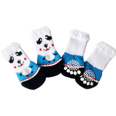 4pcs Warm Puppy Dog Socks Soft Pet Knits Socks