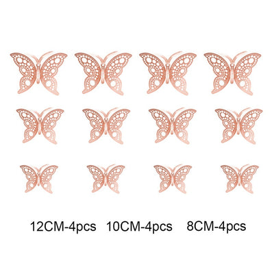 12pcs/set 3D Hollow Butterfly Wall Stickers