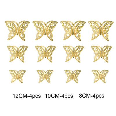 12pcs/set 3D Hollow Butterfly Wall Stickers