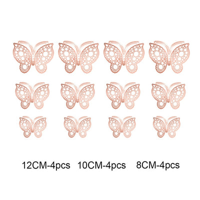 12pcs/set 3D Hollow Butterfly Wall Stickers