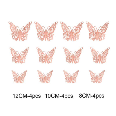 12pcs/set 3D Hollow Butterfly Wall Stickers