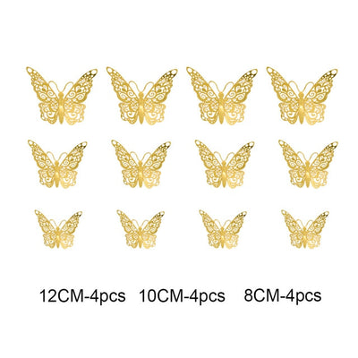 12pcs/set 3D Hollow Butterfly Wall Stickers